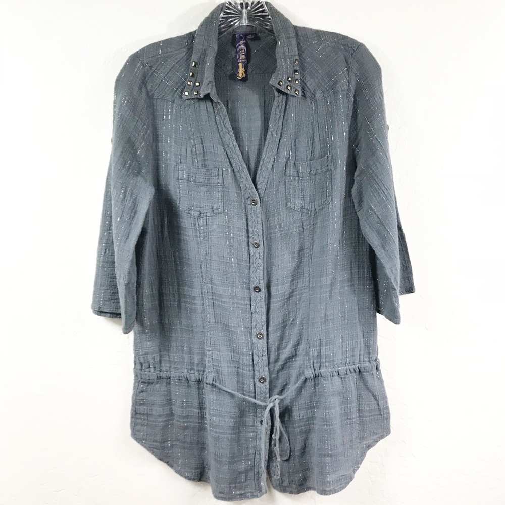 Kouture by Kimora 3/4 Sleeve Button Down Top